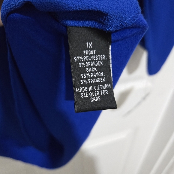 NEW ALYX Blue Blouse Size 1X Lightweight 3/4 Sleeves Flowy V-Neck Office Savvy - Picture 7 of 13